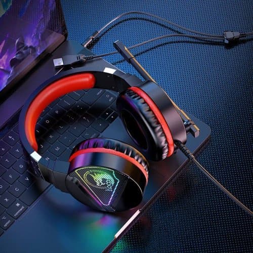 Deep Bass spel hörlurar Röd