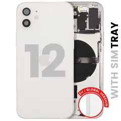 Bakre hölje med smådelar för iPhone 12 (EU / Global version) (Använd OEM-drag: Klass A) (Vit) vit