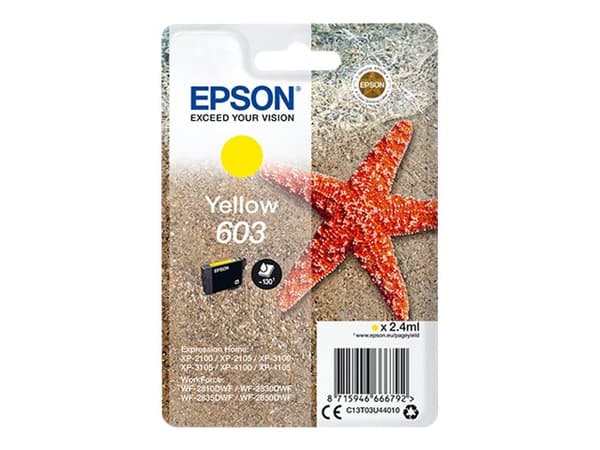 Epson 603 Gul 130 sidor bläck C13T03U44010 gul