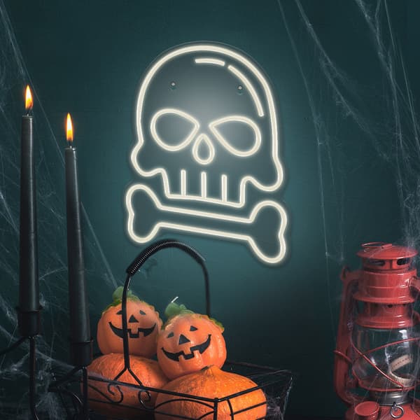 Neon PLEXI LED SKALLE MED BEN vit FPNE18 Forever Light