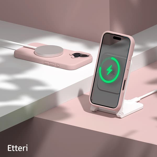 Etteri Silikon Mag skal för iPhone 16 Plus ljusrosa