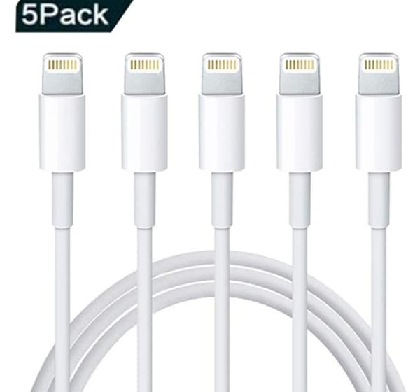 5-pack iPhone 5, 6, 7, 8, X/Xs/11 laddkablar