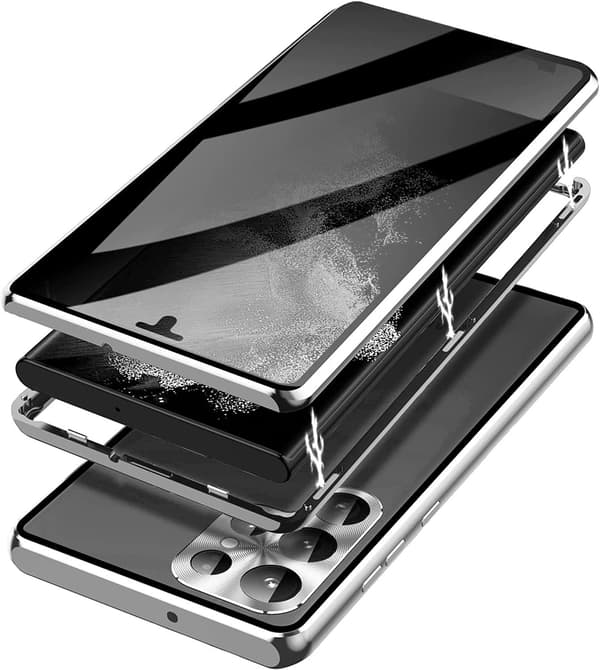 Sekretess Dubbelfodral för Samsung S23 Plus Silver silver