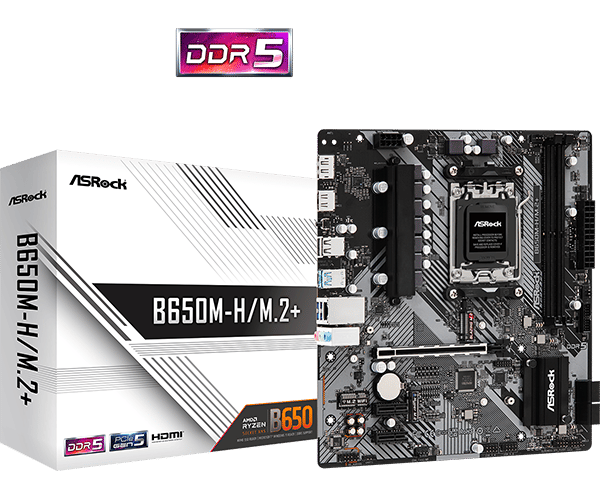Asrock B650M-H/M.2+ Motherboard Micro ATX AM5 Socket DDR5