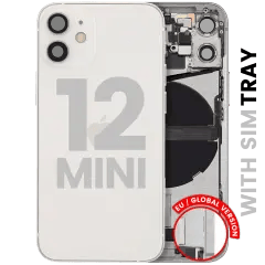 Baksida med laddningsport flex och smådelar för iPhone 12 Mini (EU/Global version) (Begagnad OEM-del: Klass C) (Vit) vit