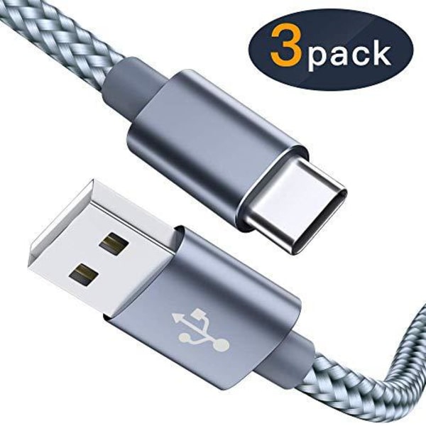 3 st hög kvalitet 2 m  usb-c svart Black