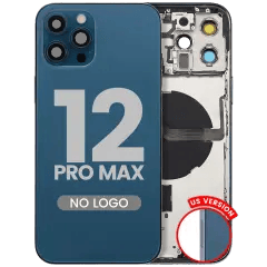 Baksida med smådelar för iPhone 12 Pro Max (amerikansk version) (Aftermarket Plus) (Stillahavsblå)