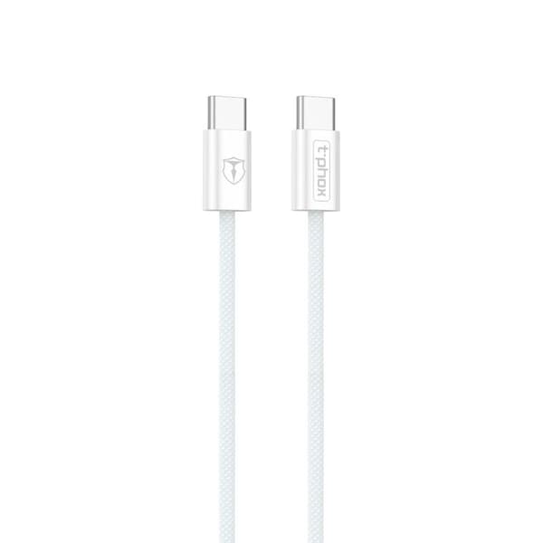 T-PHOX CC15 SERIES USB-C / USB-C-kabel 60W 3A vit vit