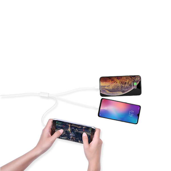 Devia-kabel 3i1 Smart EC141 USB - Lightning + USB-C + MicroUSB 1,2 m 2A vit