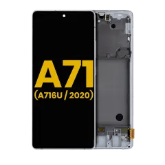 OLED-enhet med ram för Samsung Galaxy A71 5G (A716U / 2020) (Renoverad) (Prism Cube Silver) silver