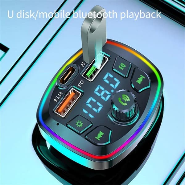 Bluetooth-FM-sändare med PD 18W Typ-C