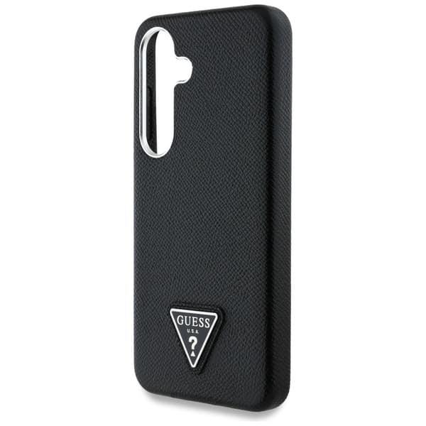 Fodral Guess Grained Triangle Logo MagSafe för Samsung Galaxy S25 svart