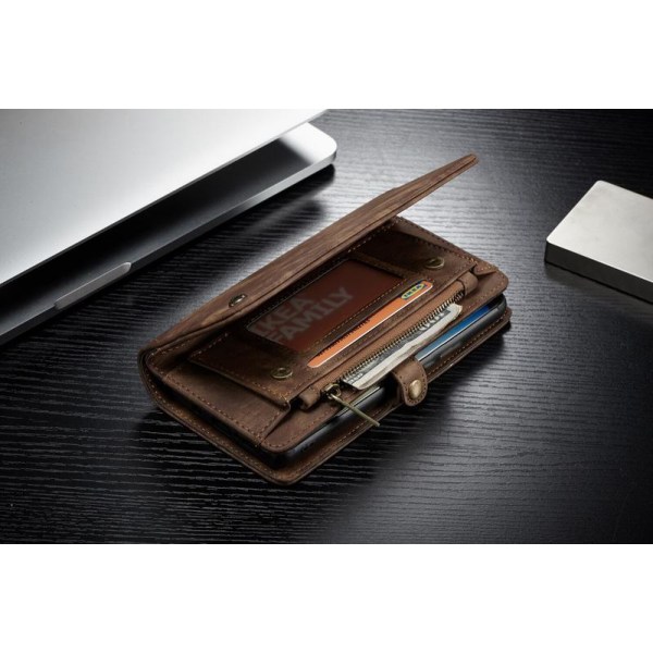 CaseMe (008)  äkta läder med dragkedja plånbok 2 In1 för iphone