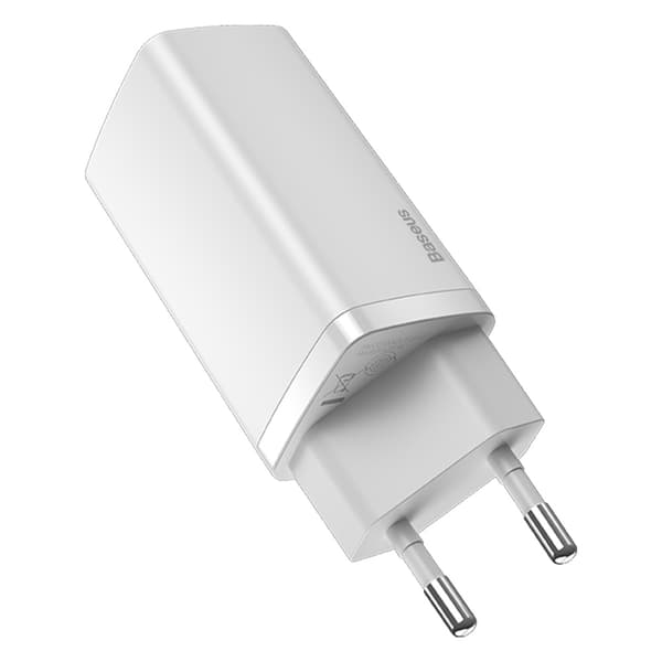 Baseus väggladdare GaN2 Lite PD 65W 1x USB-C 1x USB vit vit