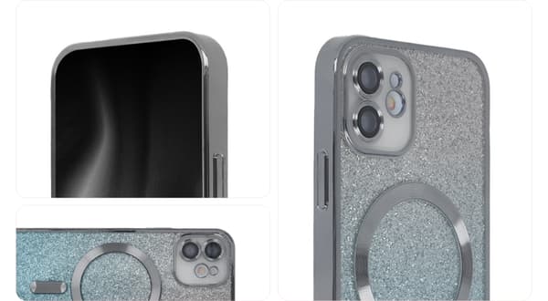 SparkleFlex Mag Case för iPhone 15 Plus 6.7\" - Silver Gradient, Tecto Shield
