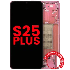 OLED-enhet med ram för Samsung Galaxy S25 Plus 5G (USA & internationell version) (Eftermarknad Plus) (Korallröd)
