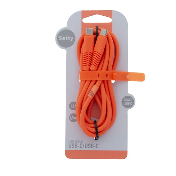 Setty-kabel USB-C - USB-C 1,5 m 2,1A KSC-C-1.5210 orange