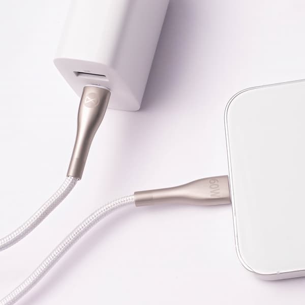 Forever Sleek-kabel USB-C - USB-C 1,0 m 60W vit