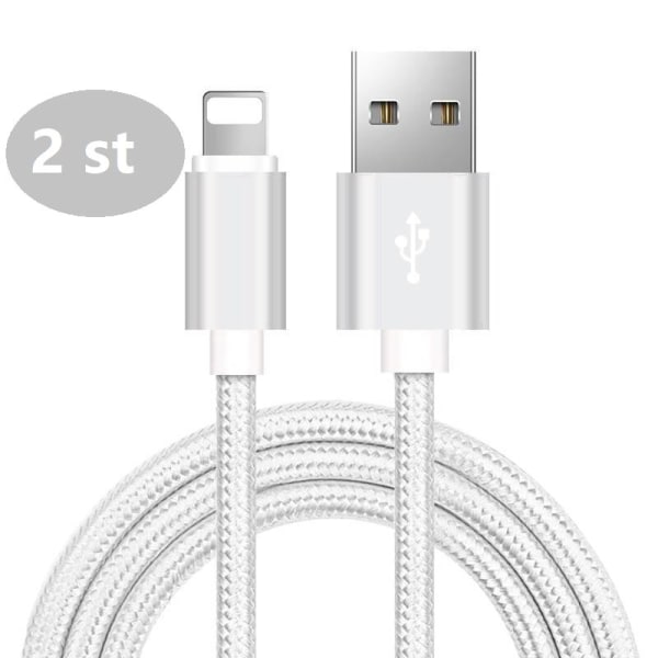 2 st färgade 3 m iphone kabel silver Silver