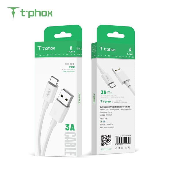 T-PHOX kabel EXCEED USB-C vit 1M vit