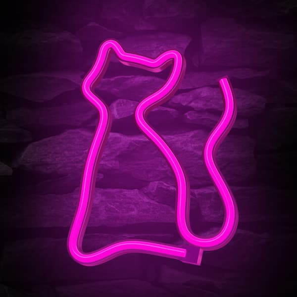 Neon LED-ljus KATT rosa Fladdermus + USB FLNE04 Forever Light