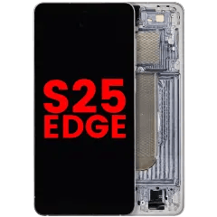 OLED-enhet med ram för Samsung Galaxy S25 Edge (USA och internationell version) (Eftermarknad Plus) (Titansilver)