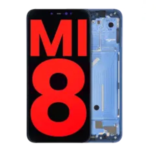 OLED-enhet med ram för Xiaomi Mi 8 (Eftermarknad Plus) (Blå)