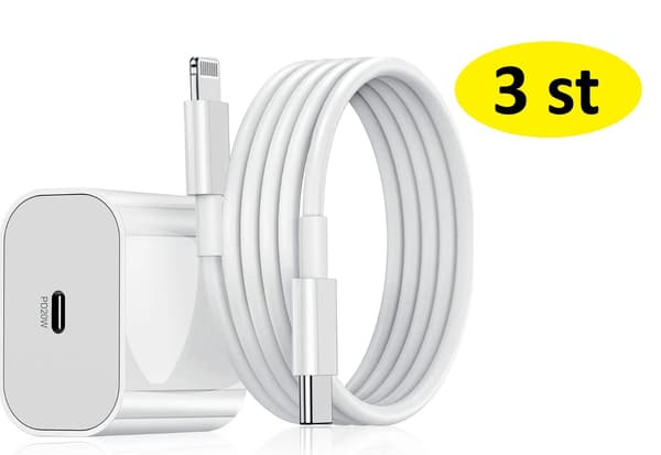 3-pack 20W PD Charger with 2m USB-C to Lightning Cable vit