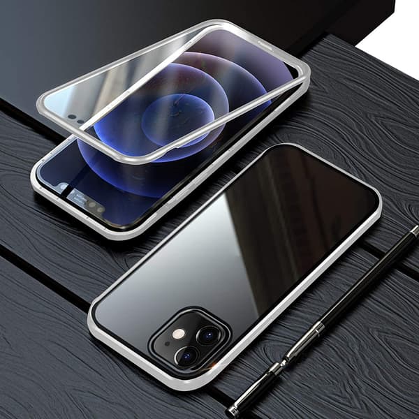 Magnet fodral för iphone 12/12 pro silver silver