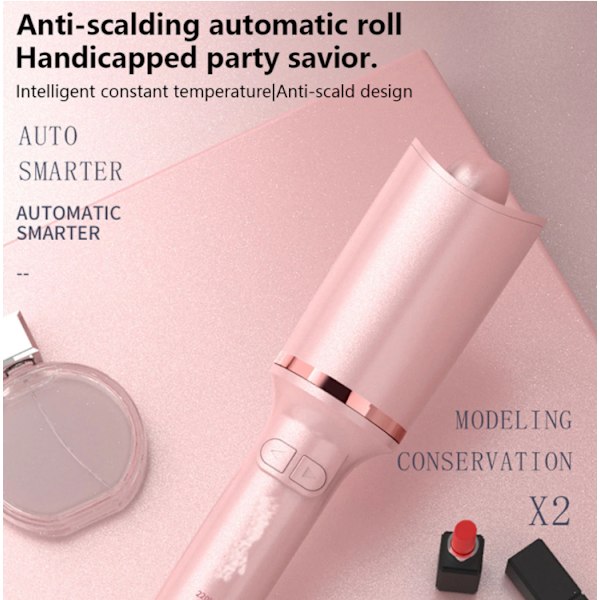Automatisk hårkrullare, rosa