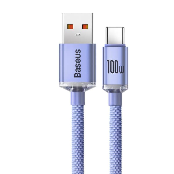 Baseus kabel Crystal Shine USB - USB-C 2,0 m 100W lila lila