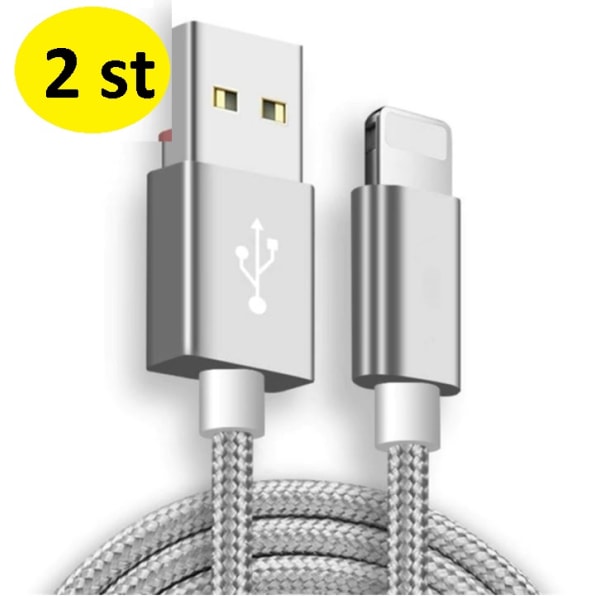 2 st  1m iphone kabel silver