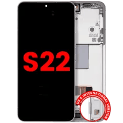 OLED-enhet med ram för Samsung Galaxy S22 5G (USA och internationell) (Eftermarknad Plus) (Vit) vit
