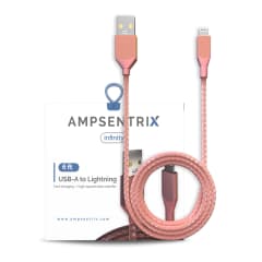 USB Typ A till Lightning-kabel (ej MFI) (1,8 m / 6 fot) (AmpSentrix Infinity) (Rosa) rosa