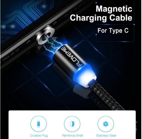 1m Magnetkabel för USB-C |svart