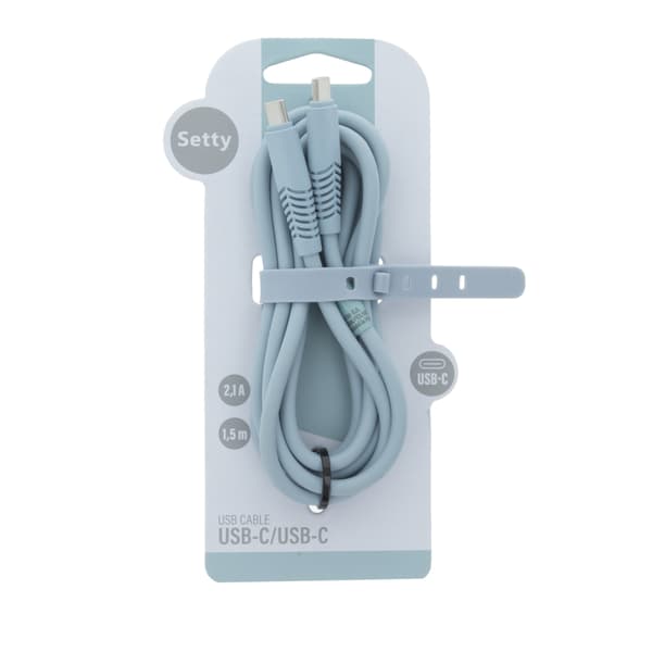 Setty-kabel USB-C - USB-C 1,5 m 2,1A KSC-C-1.523 blå