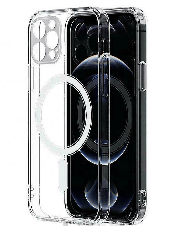 Hårdsilikonfodral för iPhone 12/12 Pro med stöd för Mag-Safe transparent