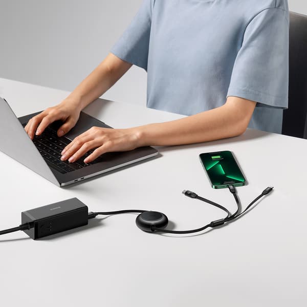 Baseus kabel Bright Mirror 2 3i1 USB - micro USB + Lightning + USB-C 1,1m 66W svart infällbar svart