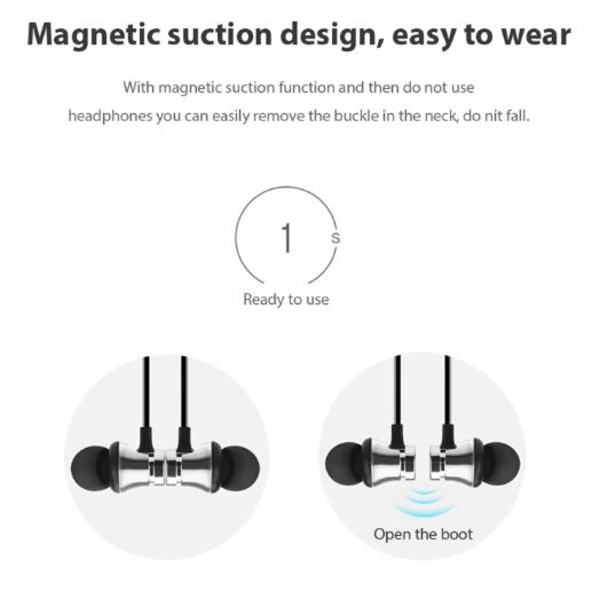 Magnetisk bluetooth hörlurar|svart