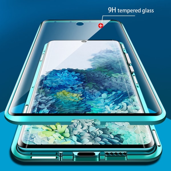 Dubbelsidigt glas magnetisk metall för Samsung Note 10 grön