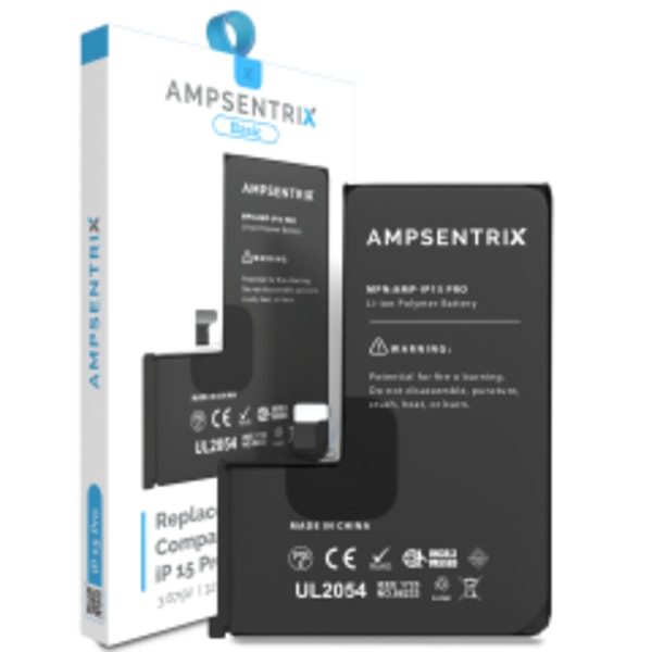 Ersättningsbatteri för iPhone 15 Pro (AmpSentrix Basic)