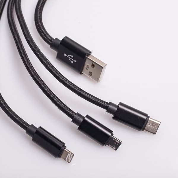 3-I-1 kabel USB - Lightning + USB-C + Micro-USB 1,0 m
