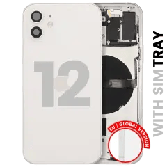 Baksida med smådelar för iPhone 12 (EU / Global version) (Begagnad OEM-del: Klass B) (Vit) vit