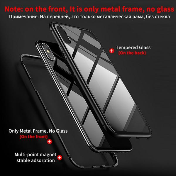 magnet fodral med härdat glas för iphone 7/8 svart Black