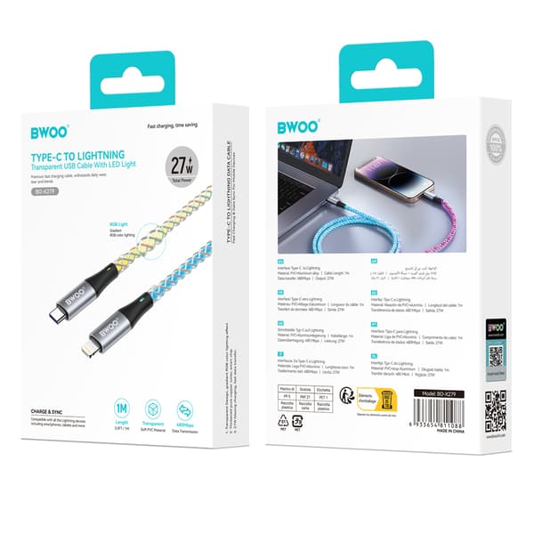 BWOO-kabel USB-C - Lightning 1m 27W X279C-L