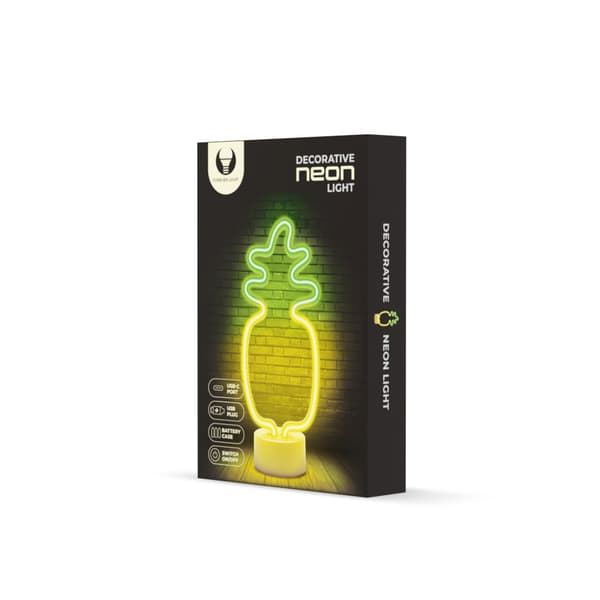 Neon LED på stativ PINEAPPLE orange grön USB-C FSC-12 Forever Light