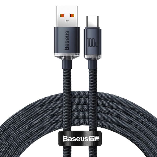 Baseus kabel Crystal Shine USB - USB-C 2,0 m 100W svart svart