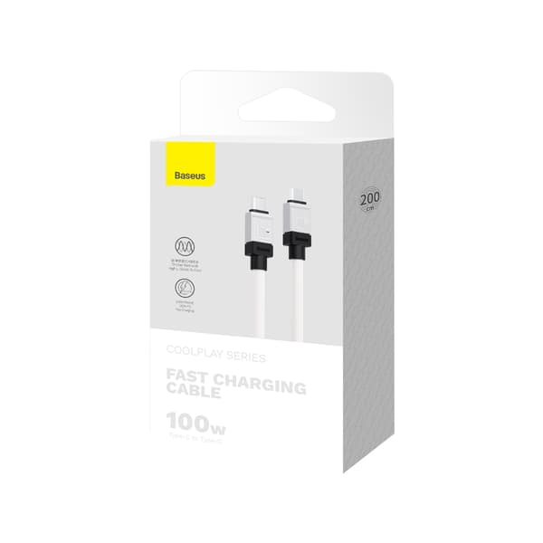 Baseus kabel CoolPlay USB-C - USB-C 2m 100W vit