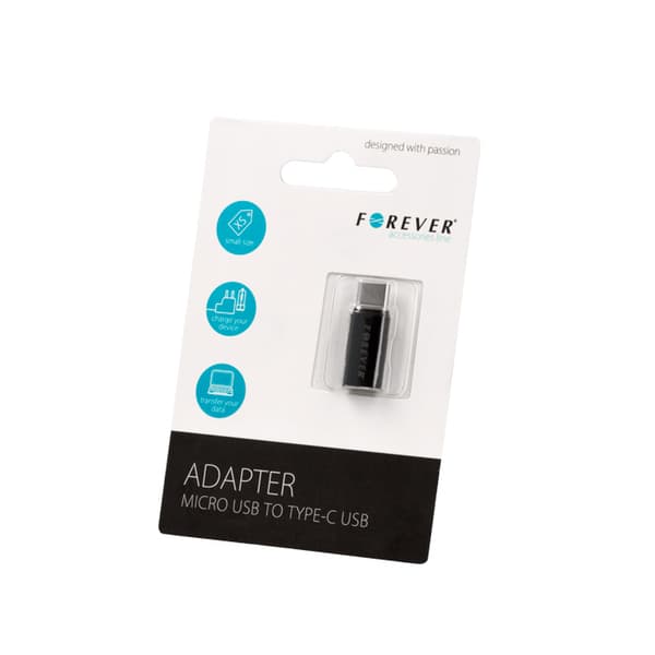Forever-adapter microUSB - USB-C svart svart
