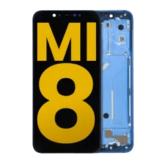 OLED-enhet med ram för Xiaomi Mi 8 (renoverad) (blå)